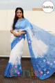 Exclusive Designer Hand Print Half Silk Saree for women. 