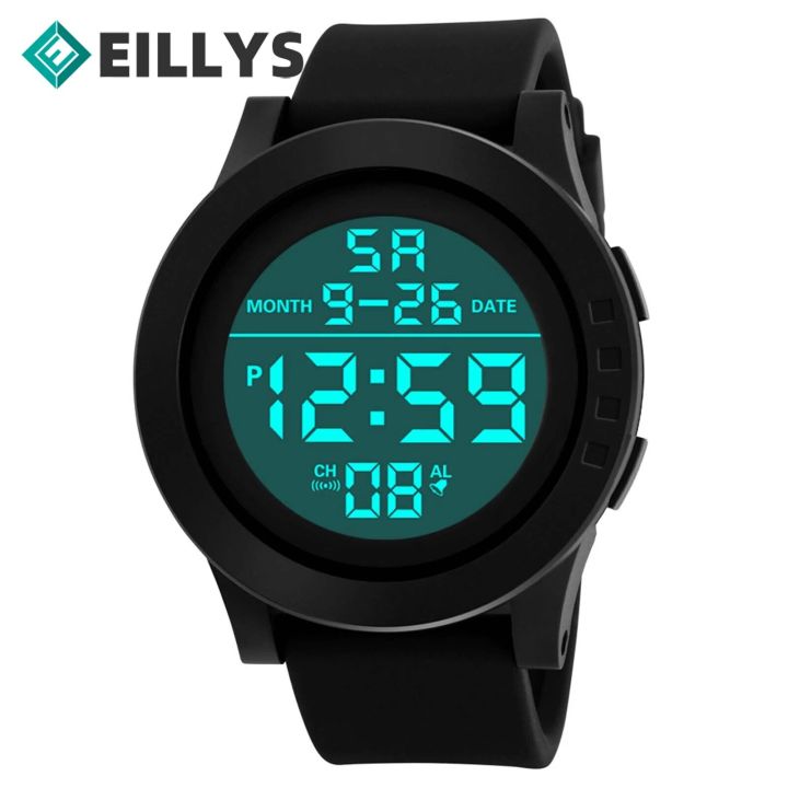 Eillysevens Men Digital Watch Led Display 50m 2024 Male Wristwatch Alarm Clock Sports Electronic Watches Relogio Masculino