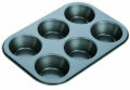 6 Cup Muffin & Cupcake Pan , Nonstick Brownie Pan, Heavy Duty Carbon Steel Bake for Oven Baking -Gray-8. 