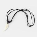 1pcs Real Wolf Teeth Yak Bone Wood beads Tooth Amulet Charm Pendant Necklace Wax Cord 17-33''. 