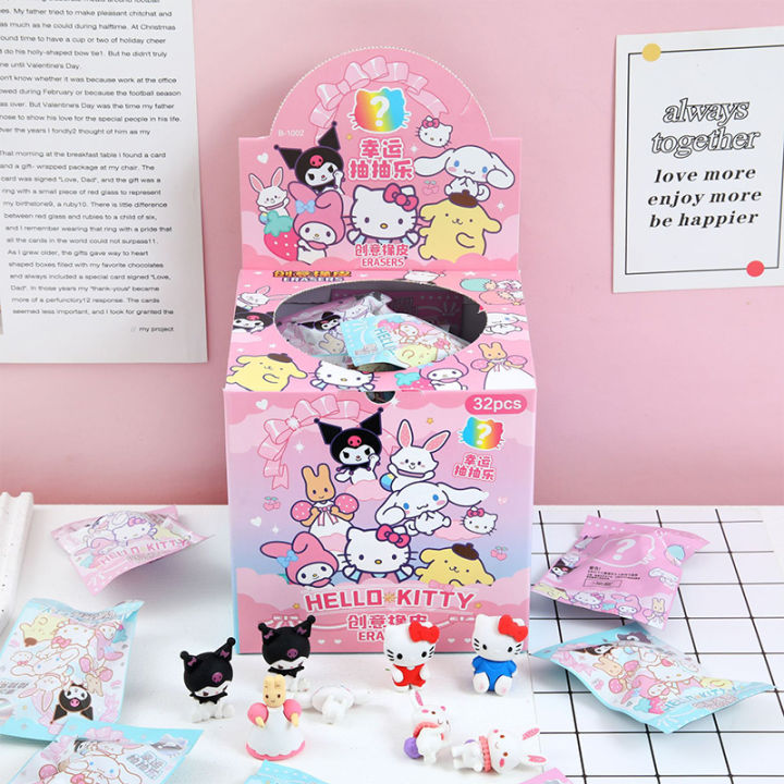 Sanrio Cartoon Random Eraser Student School Stationery Anime Figures Hello Kitty Melody Kuromi Cinnamoroll Removable Eraser
