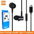 Type-C Earphone In-ear Stereo Aluminum alloy Earbuds Headphone with Mic - Black For Xiaomi, Huawei, Vivo, Oppo etc.