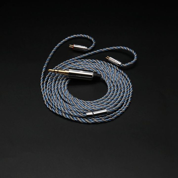 XINHS 24 4-core silver foil wire+silver plated, angkop para sa TRN BA5 KZ ZSX/ZAS/ZS10 CCA PLA13, 4-core silver foil wire+silver plated high fidelity upgraded cable 3.5mm plug