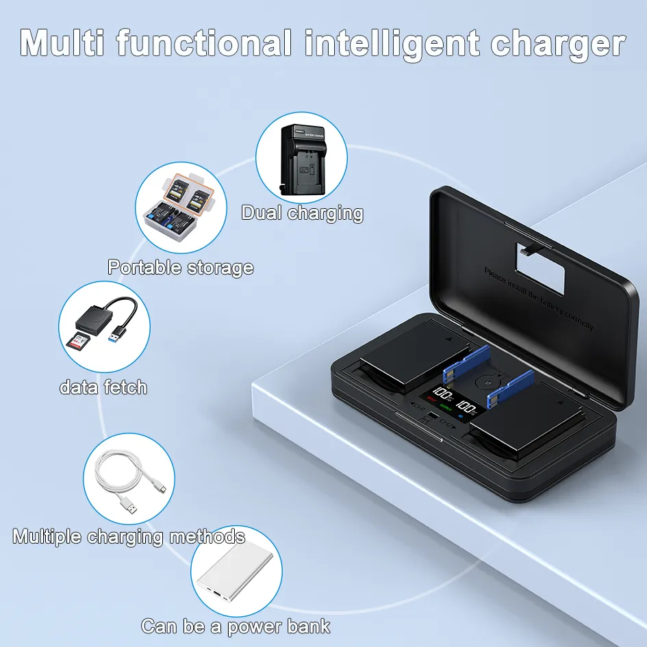 LP-E12 Battery Charger, Rapid USB Charger with LCD Battery