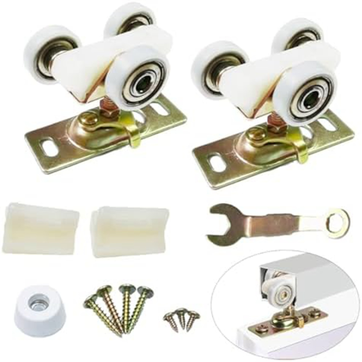 2 Pack Sliding Pocket Door Hardware Top Hanger Rollers Wheels Assembly Fit Replacement 1125 & 1500 Hardware Kit