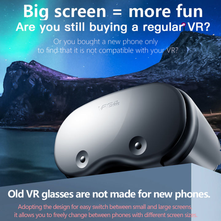 VRG Pro X7 3D VR Headset Smart Virtual Reality Glasses for 5-7 inch