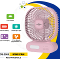 ONE STAR-2905 Professional Rechargeable Portable Mini Table Fan Strong Wind - AC/DC. 