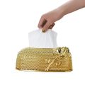 New High Fashion Nordic Light Luxury Acrylic Car Paper Box Gold Metal Tissue Box Holder For Home Hotel Restaurant Decorative.