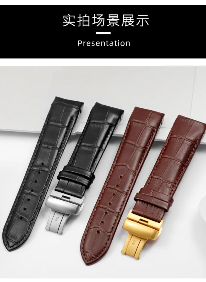 DKWOIS Bracelet De Montre En Cuir Compatible Avec Tissot T035 For Homme, Série 1853 T035627 T035617 T035407, Ceinture à Bouche D'arc 22 Mm, 23 Mm, 24 Mm(A-black Black,22mm