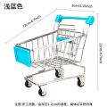 Supermarket Handcart Trolley Mini Shopping Cart Desktop Decor Storage Toy Gift For Kid Furniture Accessories. 