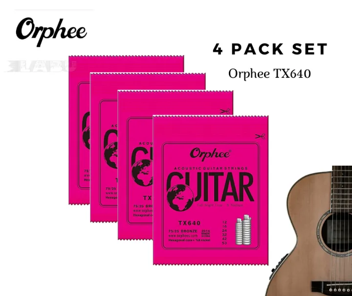 Orphee%20TX640%20Acoustic%20Guitar%20Strings%204%20Pack/%20Set%20-%20Image%202