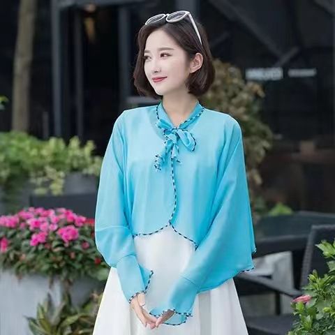 Women's%20summer%20cape%20shawl%20solid%20color%20chiffon%20ruffle%20black%20and%20white%20thread%20shawl%20sun%20protective%20clothing%20-%20Image%207