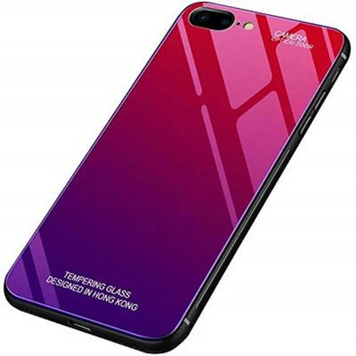 Luxury Back Cover Glass Case For iPhone 8 Plus - Red