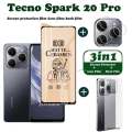 Tecno Spark 20 Pro Tempered Glass Tecno Spark 20C Screen Protector Tecno Spark 20 Camera Lens Protector Full Cover Screen Matte Privacy Glass 3In1 Carbon fiber back film.