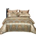 The new tribute satin jacquard four-piece set, light luxury bed four-piece set, four-piece bed sheet four-piece set, foreign trade quilt cover, pillow cover three-piece set. 