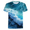 Fashion beach vacation casual style men women kids T shirts 3D printed ocean pattern breathable lightweight summer sports tops.