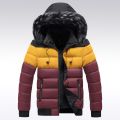 Men's Parka Side Striped Thicken Warm Jackets Coats Winter Hooded Windproof Parkas Jacket Windbreak Outwear. 