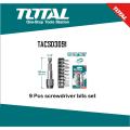 TOTAL 9 Pcs screwdriver bits set TACSD3091. 