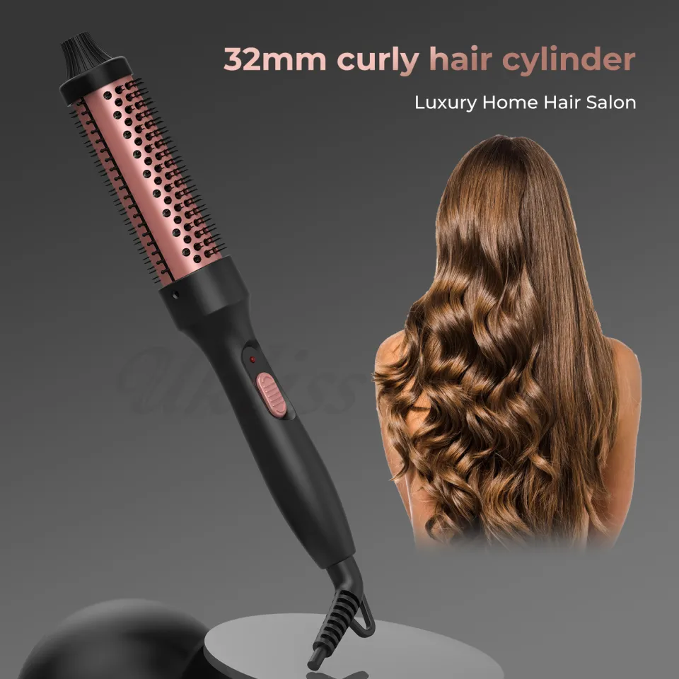 in Thermal Brush Ceramic Hair Curler Comb Curling Wand Fast