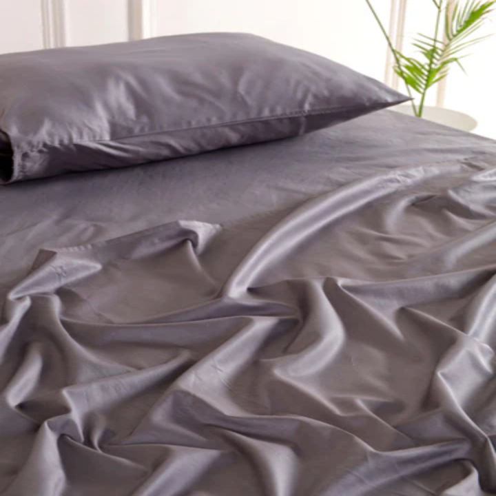 400 TC Long Staple 100% Combed Cotton Bedsheet - Charcoal Grey - OEKO-TEX Certified