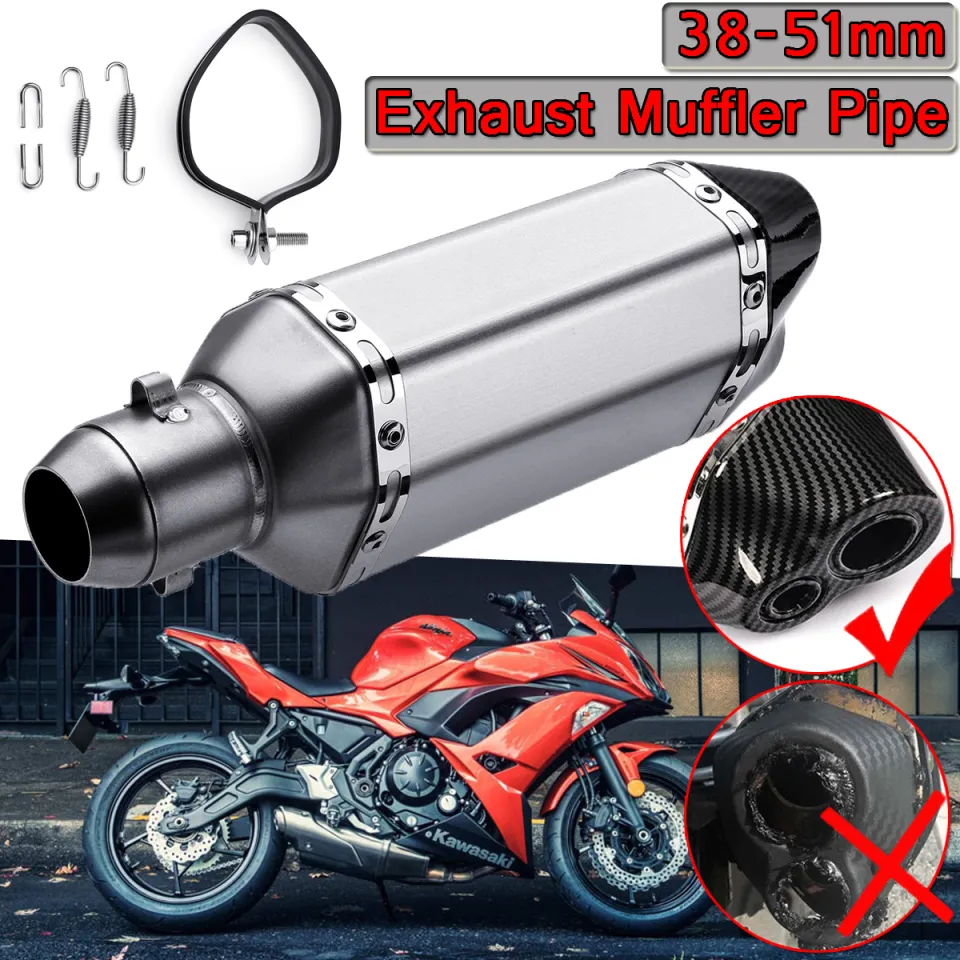 Universal Motorcycle Exhaust Muffler Slip On With DB Killer – Stainless Steel, 38-51mm, Titanium Color