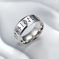 YILUOCD Stainless Steel Viking Runes Ring Nordic Style 24 Runes Powerful Amulets Vintage Odin Norse Counple Jewelry. 