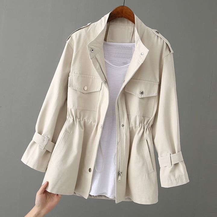 Women's%20Trench%20Coat%20Autumn%20New%20Korean%20Stand-Collar%20Short%20Coat%20Loose%20Plus%20Size%203XL%20Female%20Windbreaker%20Outerwear%20With%20Lining%20-%20Image%203