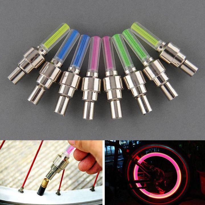 LED neon tire wheel gas nozzle valve Light - Wheel stick light for Bike, Bicycle, Car Bicycle bike Wheel Light - Multicolor - cycle accessories Wheel lights for bicycles and bikes