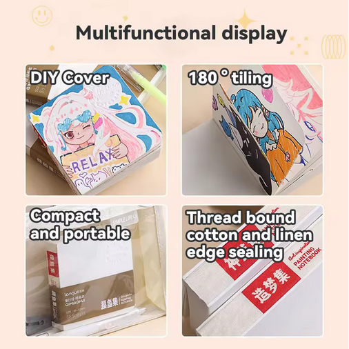 Languo%2058%20Sheets%20Drawing%20Notebook%20Thick%20Paper%20Sketchbook%20Portable%20Watercolor%20Book%20Gouache%20Notepad%20Art%20Supplies%20Stationery%20(80mmx80mm)%20-%20Image%203