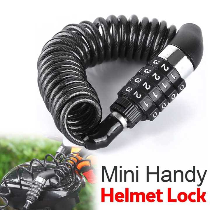 Motorcycle Helmet Lock Cable Black Tough Combination 4 Digit Password Anti-theft