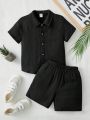Children’s Young Boy  Toddlers Nice Clothes Button Front Shirt & Shorts for Kids. 