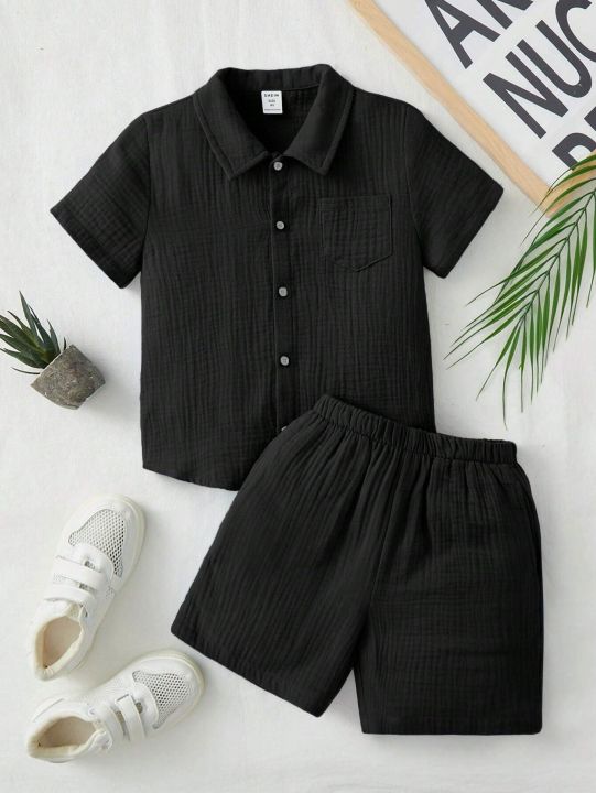 Children%E2%80%99s%20Young%20Boy%20Toddlers%20Comfortable%20Clothes%20Button%20Front%20Shirt%20&%20Shorts%20for%20Kids%20-%20Image%202