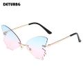 Vintage Rimless Butterfly Shape Sunglasses Streetwear Women Luxury Funny Pink Sun Glasses Shades UV400 2022 Brand Designer SG031. 