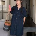 Large Size Loose Dress Summer Thin Denim Dress Mid-Length Korean Style Hong Kong Style High-End Pregnancy Can Also Be Worn.