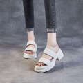 Heels, Thick Soles, Tall Sandals Summer Outwear, Heels 2023 New Fashion and High Sense Open Toe Genuine Leather Slippers for Women.
