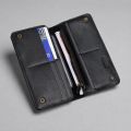 Zays Premium Full-Grain Leather Long Wallet for Men & Women, Slim Wallet 7.4 x 3.5 x 0.5 Inch, 6 Card Slots, Cash Compartment, Zipper Pocket, Mobile Holder Fits 6.9 Inch Phone, Formal & Casual Gift Wallet.