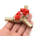 3 Way Tee Brass Y Shut off Ball Valve 3/8" 10mm Barb Fuel Gas Oil / Valve Clamp. 