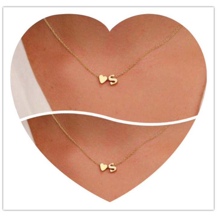 Simple Heart-shaped Letter Necklace Temperament With The Letter S Love Collarbone Chain Necklace