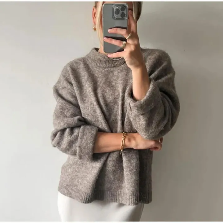 Autumn%20O-neck%20sweater%20Cozy%20Fashion%20Women's%20Rib%20knitted%20sweater%20Winter%20Casual%20Mohair%20sweater%20for%20All-match%20Outdoor%20Daily%20wear%20Office%20attire%20Street%20style%20-%20Image%205