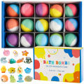 Bath Bombs for Kids with Surprise Inside, 15 Pack Kids Bath Bombs Gift Set, Natural Organic Kids Bubble Bath Fizzy with Bath Toy. 