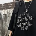 Cute Women T Shirt Oversized Utterfly Print Harajuku Kawaii Gothic Y2K Black Vintage Short Sleeve T-shirt Casual Aesthetic Tops. 