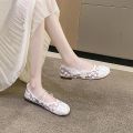 Loafers Mesh Yarn 2022 New Summer Hollow Breathable Shoes Fashion Casual Lace-up Bow Ladies Flat Shoes. 