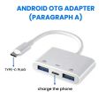 3 In 1 Type C OTG Adapter USB 3.0 PD Fast Charging Cable Splitter U Disk Reader Hub For Mobile Phone Laptop PC Accessories 3 In.
