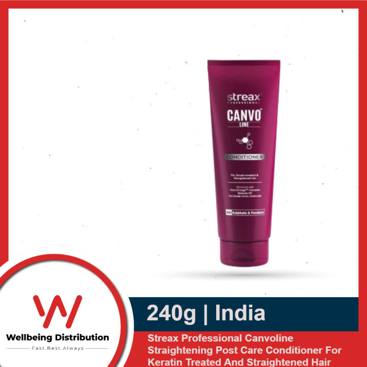 Streax Professional Conditioner 240g Canvoline Straightening Post Care Conditioner for Women For Keratin Treated And Straightened Hair | Enriched with Kera-Charge Complex | Anti Frizz & Hair Breakage | Soft & Tangle Free Hair | Sulphate & Paraben free