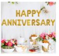 Happy Anniversary Foil Banner, Wedding Anniversary Party balloon, Marriage Anniversary Letter Banner Party Decoration Set.