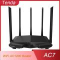 Tenda AC7 Dual Band Wireless AC1200 Router Wifi Range with 5*6dBi High Gain Antennas Wider Coverage Wi-Fi Extender.