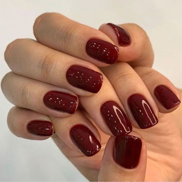 24 Pcs Press on Acrylic Nails Set with Glue Solid Colors False Nails for Girls Short Square Fingernails Nail Tips Removable