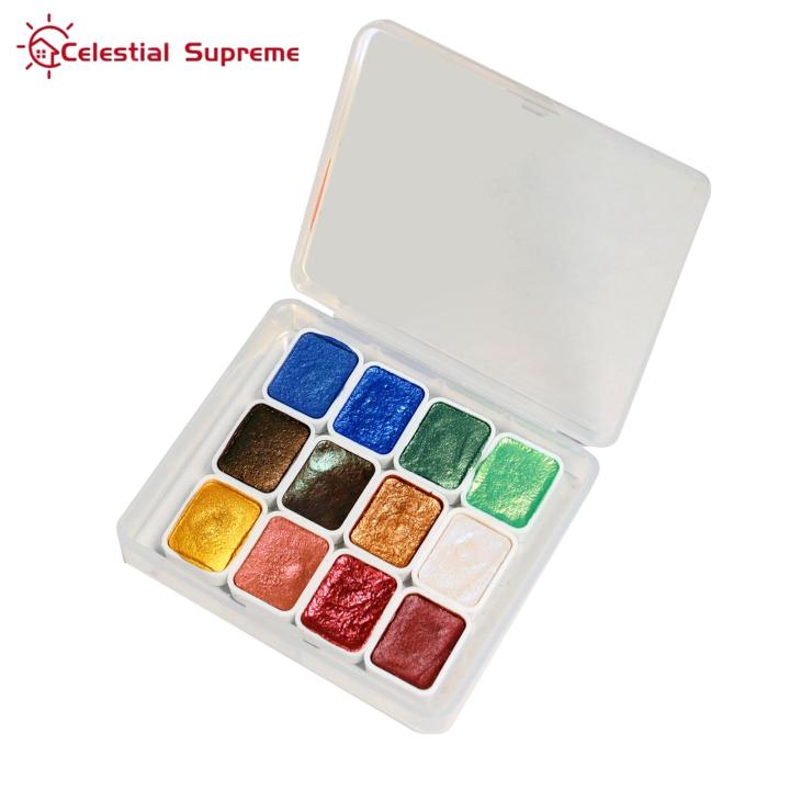 New%20Metallic%20Watercolor%2012-color%20Metallic%20Glitter%20Watercolor%20Paint%20et%20with%20Pearlecent%20Effect%20High-quality%20Watercolour%20olid%20Paint%20Box%20for%20tunning%20Artwork%20Perfect%20for%20Artit%20Pearlecent%20Effect%20-%20Image%202