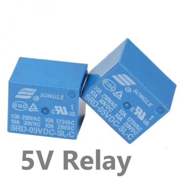 2Pcs - SONGLE 5V Relay Switch 5 Pin 10A DC Coil SPDT Auto Universal Relay SRD-05VDC-SL-C PCB Mount Power Relay 5V Relay Switch 220V 10A