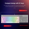 REDRAGON Fizz K617 RGB USB Mini Mechanical Gaming Wired Keyboard Red Switch 61 Key Gamer for Computer PC Laptop detachable cable. 